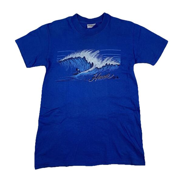 Vintage 1983 Hawaii Surf Tee Stedman Super Hi-Cru Made in USA Ocean Graphic - Picture 1 of 9